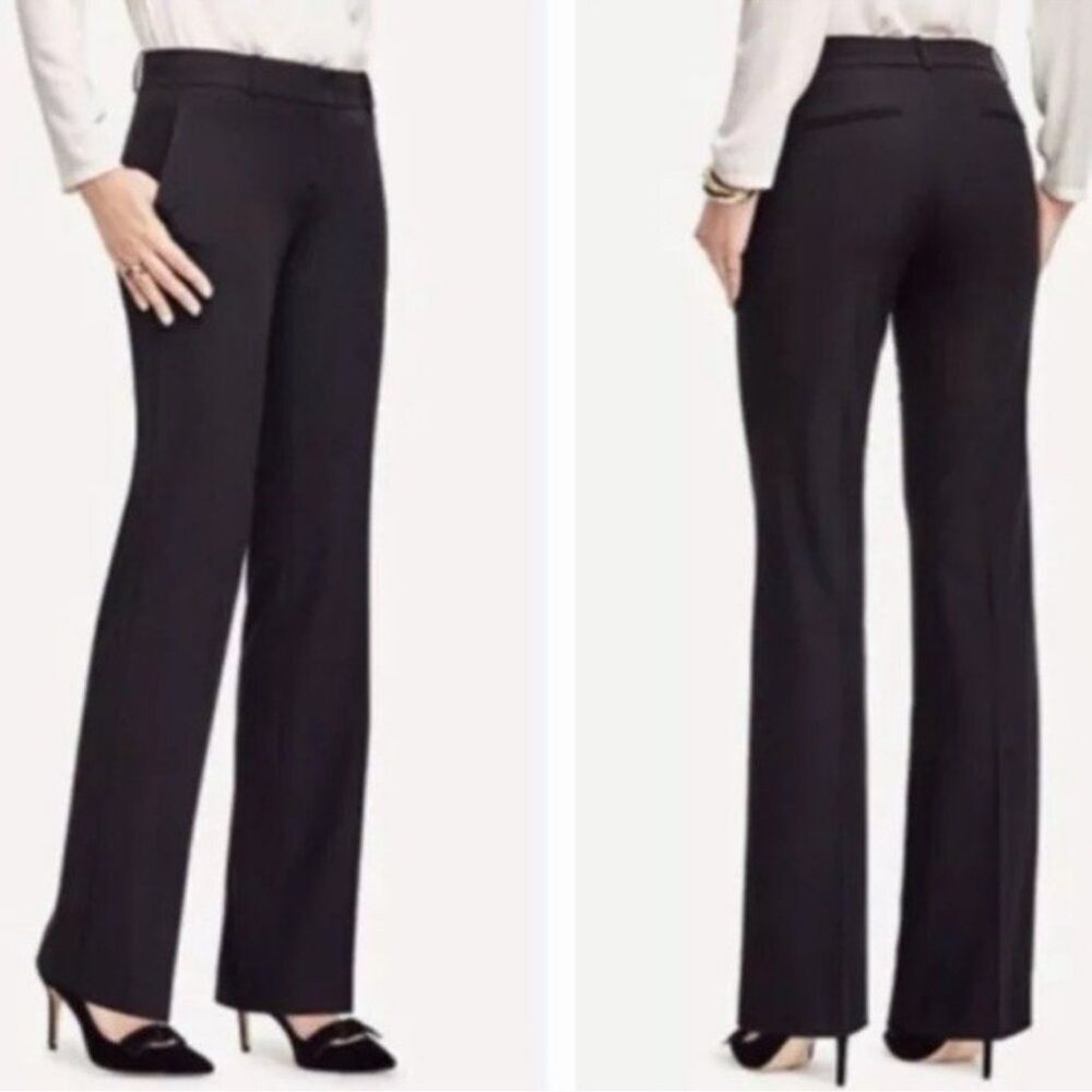 NWT Ann Taylor Black Kate Curvy Fit Trouser Leg Pants 12 Tall